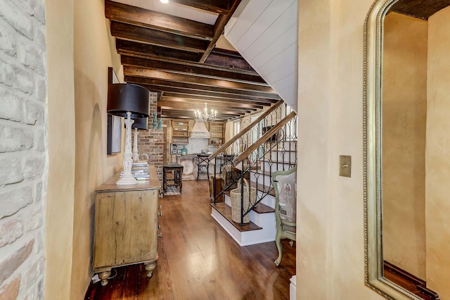 stairway featuring hardwood / wood-style floors