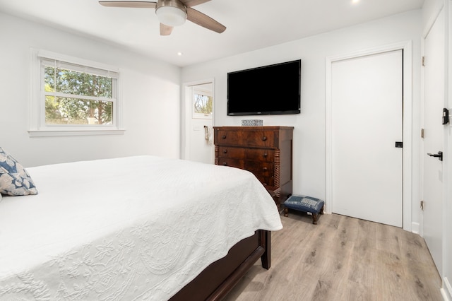 2137 Barbour Dr, Charleston, SC 29414 - bedroom featuring recessed lighting, light wood-type flooring, and ceiling fan