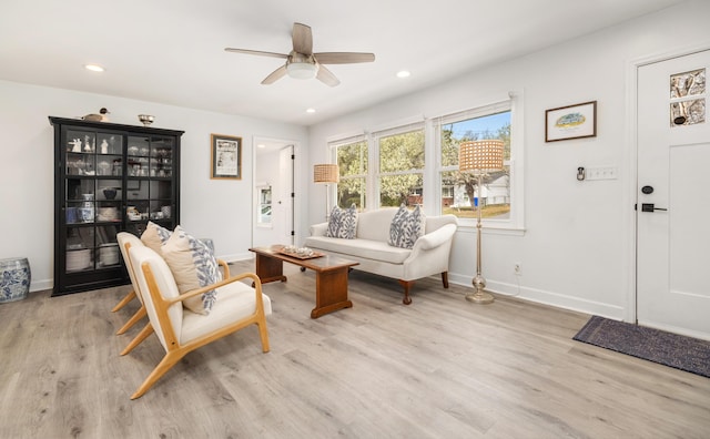 2137 Barbour Dr, Charleston, SC 29414 - living area featuring recessed lighting, baseboards, ceiling fan, and wood finished floors