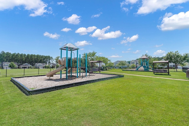 view of playground featuring a yard