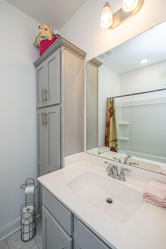 1242 Allusion Ln Unit 206, Mount Pleasant, SC 29466 - bathroom with vanity, tile patterned floors, and a shower with shower curtain