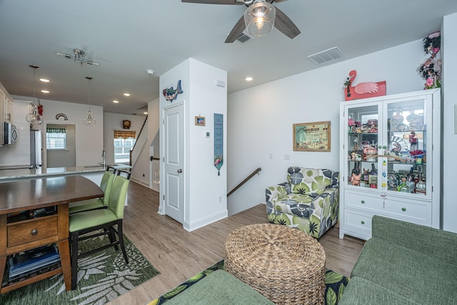 1242 Allusion Ln Unit 206, Mount Pleasant, SC 29466 - dining area with a ceiling fan, light wood-type flooring, and recessed lighting