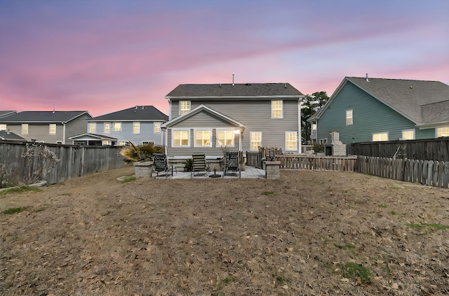 rear view of property with a patio area and a fenced backyard