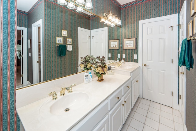 bathroom featuring vanity and tile patterned flooring