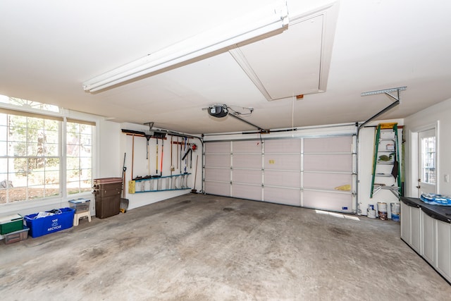 garage with a garage door opener