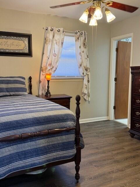 1188 Blackberry Bush Rd, Summerton, SC 29148 - bedroom with baseboards, a ceiling fan, and wood finished floors