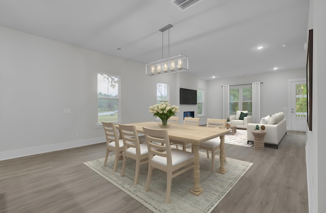 3029 Robeson Trce, Johns Island, SC 29455 - dining space with wood finished floors, baseboards, recessed lighting, and a chandelier