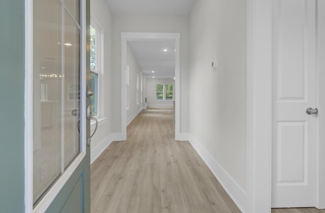 3029 Robeson Trce, Johns Island, SC 29455 - hall featuring light wood-style floors, baseboards, and recessed lighting