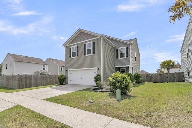 9706 Fanning Basket Ln, Ladson, SC 29456 - view of front of property with fence, an attached garage, driveway, and a front lawn