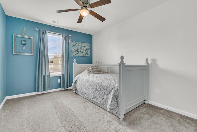 9706 Fanning Basket Ln, Ladson, SC 29456 - bedroom featuring visible vents, baseboards, carpet floors, and ceiling fan