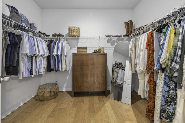 walk in closet featuring wood finished floors