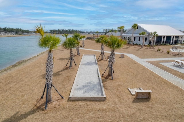 view of community featuring a water view