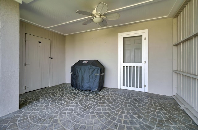 30 Yacht Harbor Ct, Isle Of Palms, SC 29451 - view of patio featuring grilling area and a ceiling fan