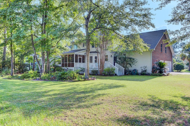 view of front of home with a front lawn