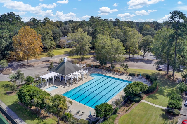 view of pool with a patio and a gazebo