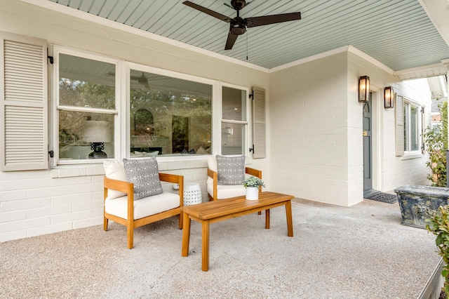 view of patio with ceiling fan