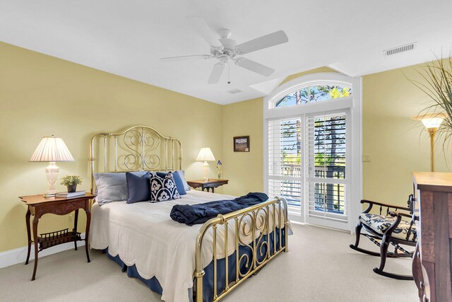 bedroom featuring carpet and ceiling fan