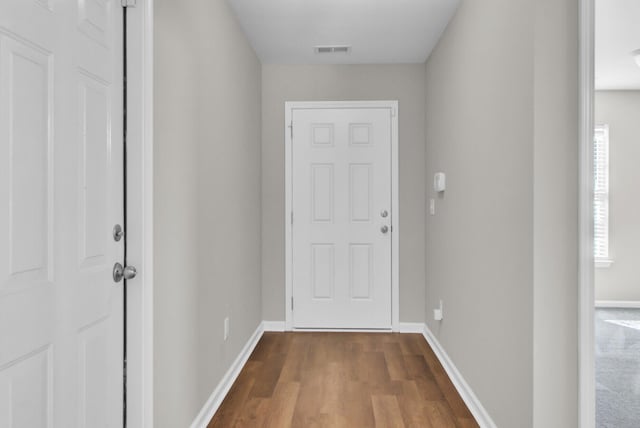 hallway with plenty of natural light and wood-type flooring