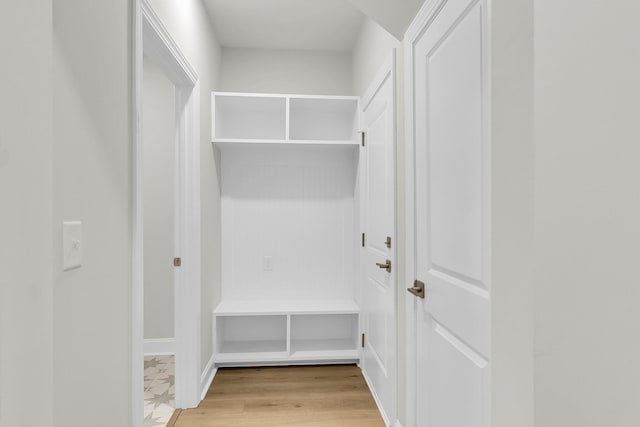 mudroom with light wood-type flooring