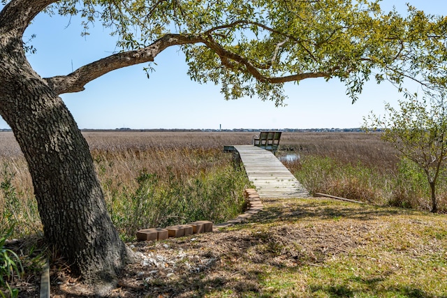 exterior space featuring a rural view and a dock