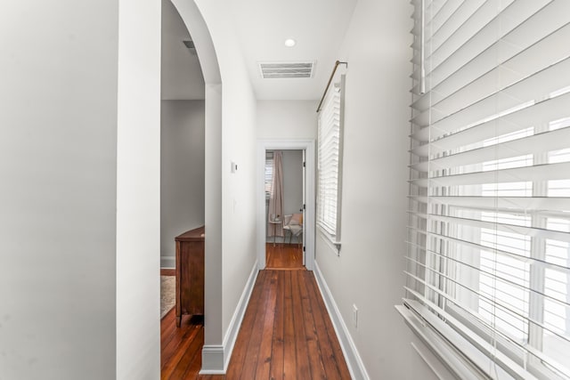 80 Smith St, Charleston, SC 29401 - corridor with wood-type flooring, arched walkways, baseboards, and recessed lighting