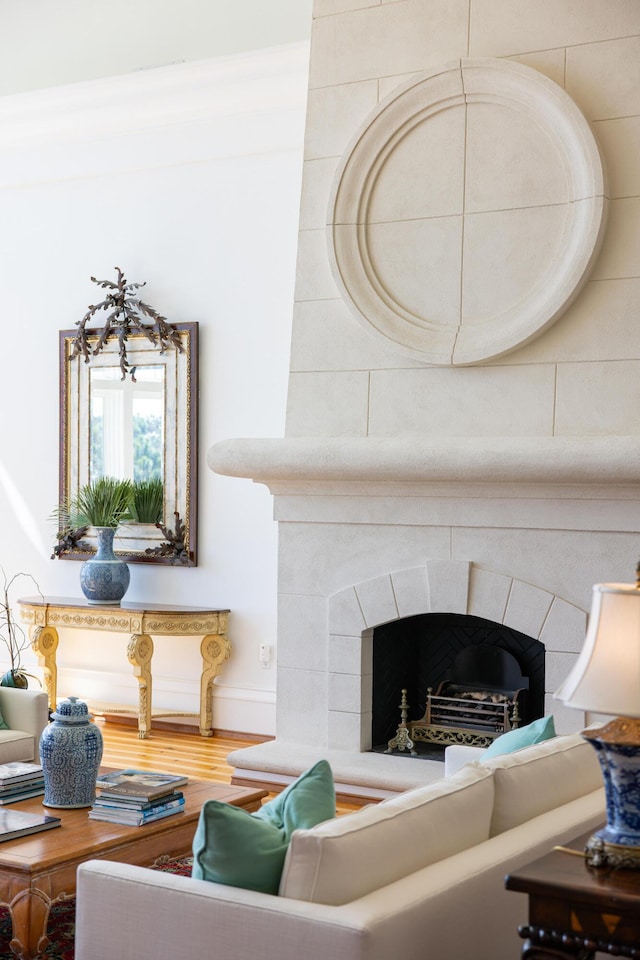 living room with hardwood / wood-style floors