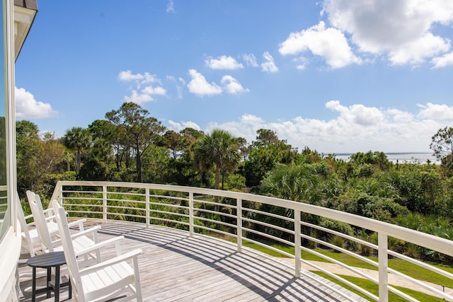 deck with a water view