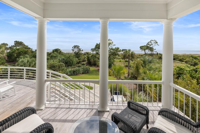 balcony with a water view