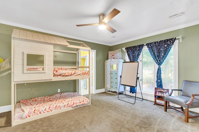 428 Carn St, Walterboro, SC 29488 - carpeted bedroom featuring ornamental molding, visible vents, and baseboards