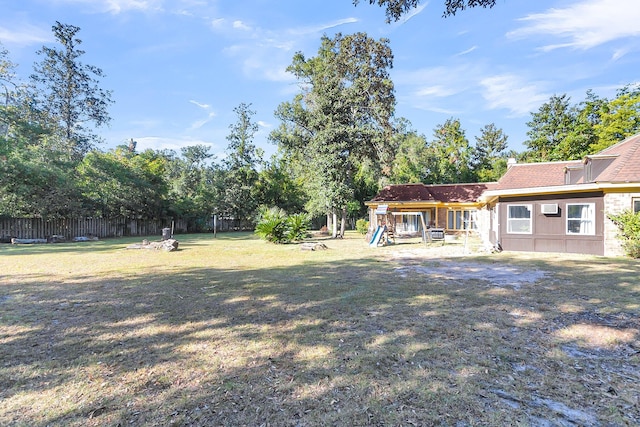 view of yard with a playground