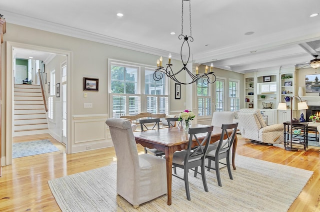 750 Navigators Run, Mount Pleasant, SC 29464 - dining area featuring crown molding, light wood-style floors, stairs, healthy amount of natural light, and recessed lighting