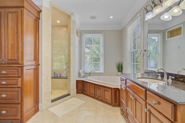 750 Navigators Run, Mount Pleasant, SC 29464 - full bathroom featuring a shower stall, plenty of natural light, a garden tub, and crown molding