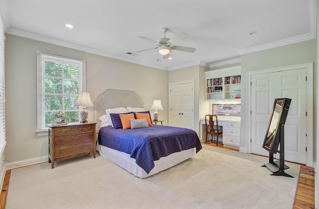 750 Navigators Run, Mount Pleasant, SC 29464 - bedroom with ornamental molding, a ceiling fan, and a desk