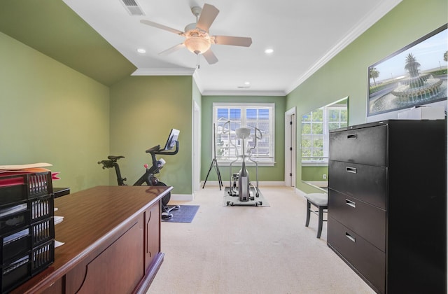 750 Navigators Run, Mount Pleasant, SC 29464 - office space featuring light carpet, a ceiling fan, crown molding, and recessed lighting
