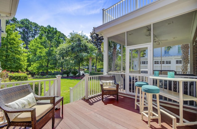 750 Navigators Run, Mount Pleasant, SC 29464 - wooden deck featuring a lawn and ceiling fan