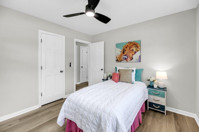 209 Pineview Dr, Goose Creek, SC 29445 - bedroom featuring baseboards, wood finished floors, and a ceiling fan