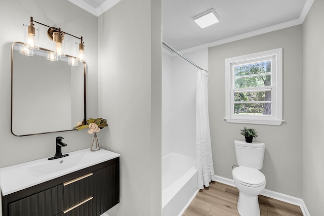 209 Pineview Dr, Goose Creek, SC 29445 - full bathroom featuring crown molding, vanity, toilet, wood finished floors, and baseboards