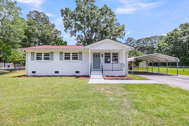209 Pineview Dr, Goose Creek, SC 29445 - view of front of house featuring crawl space, a porch, driveway, and a front lawn