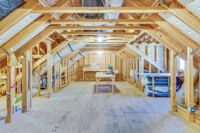 view of unfinished attic