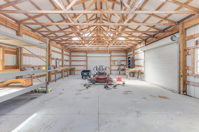 garage with metal wall