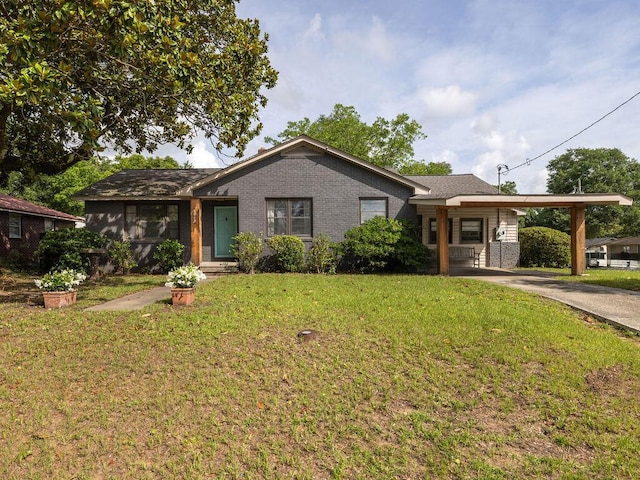5065 Durant Ave, North Charleston, SC 29405 - ranch-style house with a front lawn, an attached carport, brick siding, and driveway