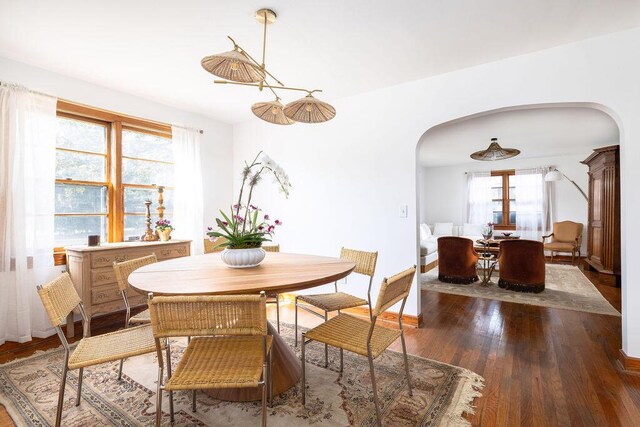 5065 Durant Ave, North Charleston, SC 29405 - dining space with arched walkways and wood finished floors