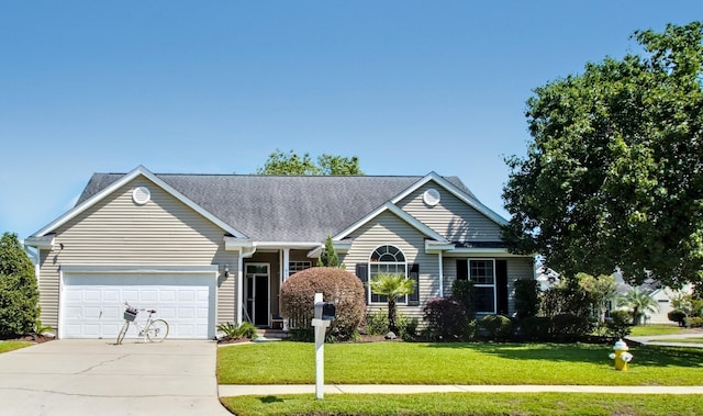6159 Fieldstone Cir, Charleston, SC 29414 - single story home with concrete driveway, a front lawn, a garage, and a shingled roof