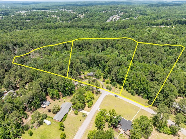 1019 Pinon Rd, North Augusta, SC 29841 - aerial view of property and surrounding area featuring a forest and property boundaries highlighted