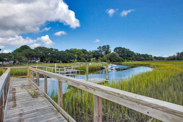 view of dock featuring a water view