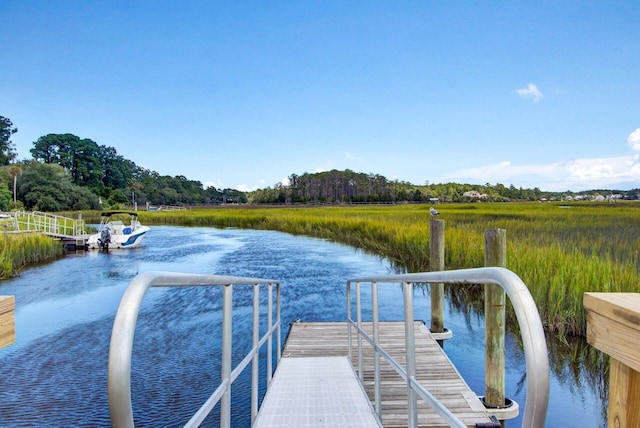 dock area featuring a water view