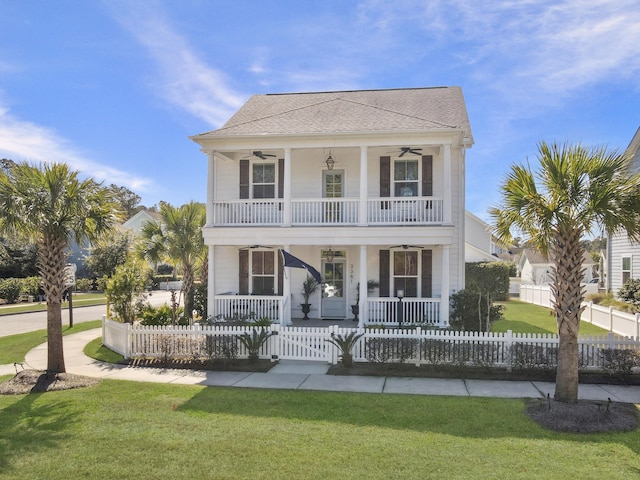 3381 Stockdale St, Mount Pleasant, SC 29466 - view of front facade featuring a porch, a ceiling fan, roof with shingles, and a balcony