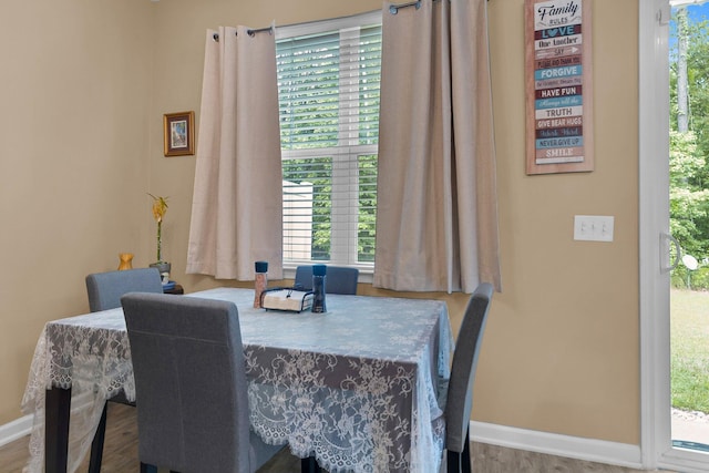 dining room with wood-type flooring