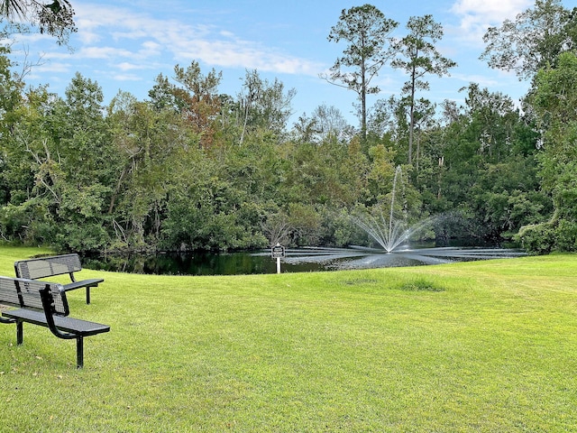 surrounding community featuring a yard and a water view