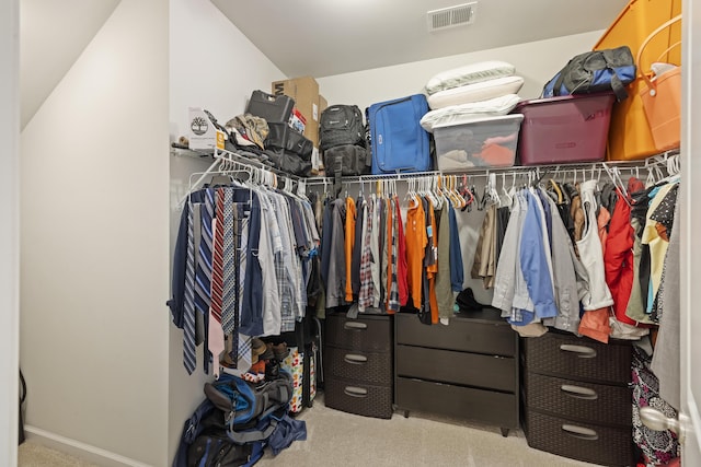 spacious closet with carpet